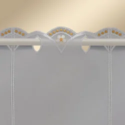 Scheibengardine Marienkäfer Detailansicht Stangendurchzug