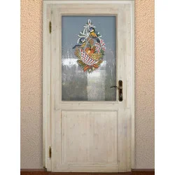 Fensterbild Herbstkorb mit Meisen Beispielbild Tür