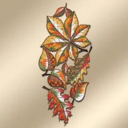 Spitzenbild buntes Herbstlaub vor goldenem Hintergrund