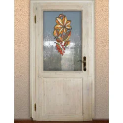 Fensterbild Herbstlaub Beispielbild an einer Tür