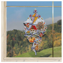 Fensterbild Herbstlandschaft mit Drachen Beispielbild dekoriert
