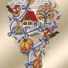 Fensterdeko Herbstlandschaft mit Drachen Detailbild Stickerei