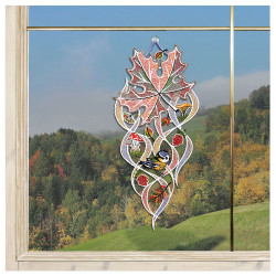 Fensterbild Herbst-Ahorn mit Vögelchen Beispielbild dekoriert