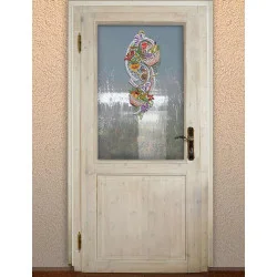 Fensterbild Herbstkörbchen mit Schleife Beispielbild an der Tür