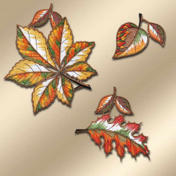 Drei Spitzenbilder bunte Blätter Musterbild Herbstdekoration