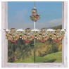 Feenhaus-Spitzengardine Herbst-Eule am Fenster mit passendem Fensterbild als Dekoidee