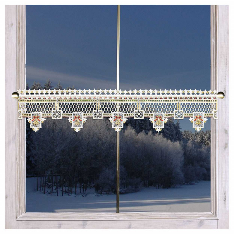 Weihnachts-Feenhausspitze Weichnachtsambiente Echte Plauener Spitze 20 cm hoch am Fenster