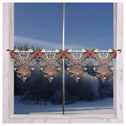 Feengardine Weihnachts-Scheibenhänger Glockenklang Plauener Spitze 25 cm hoch an einem Fenster