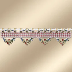 Stangendeko Feenhausgardine Johanna rot Plauener Spitze 18 cm hoch