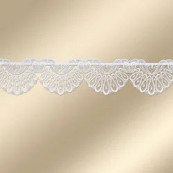 Klassische Feenhaus-Spitzengardine Elisa weiß 15 cm hoch Plauener Spitze