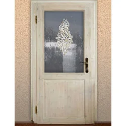 Weihnachts-Fensterbild Lischterglanz Plauener Spitze weiß-gold 37x 19 cm als Türbehang