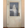Weihnachts-Fensterbild Lischterglanz Plauener Spitze weiß-gold 37x 19 cm als Türbehang