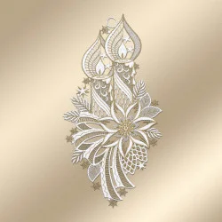 Weihnachts-Fensterbild Lischterglanz Plauener Spitze weiß-gold