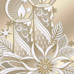 Weihnachts-Fensterbild Lischterglanz Plauener Spitze weiß-gold Detailansicht