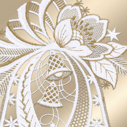 Weihnachts-Fensterbild Glockenspiel Plauener Spitze weiß-gold 34 x 21 cm
