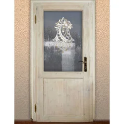 Weihnachts-Fensterbild Glockenspiel Plauener Spitze weiß-gold 34 x 21 cm