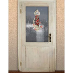 Weihnachts-Fensterbild Kerze mit Sternenschweif Plauener Spitze 35x17 cm