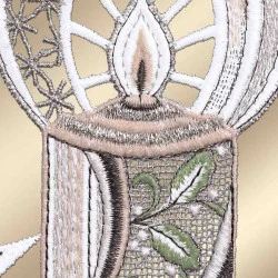 Weihnachts-Fensterbild Kerze mit Sternenschweif pastell Plauener Spitze 35x17 cm