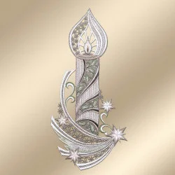 Weihnachts-Fensterbild Kerze mit Sternenschweif pastell Plauener Spitze 35x17 cm