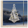 Winter-Fensterbild Glocke mit Vögelchen Plauener Spitze 34 x 20 cm am Winterfenster