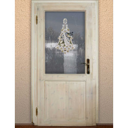 Winter-Fensterbild Glocke mit Vögelchen Plauener Spitze 34 x 20 cm als Türbehang