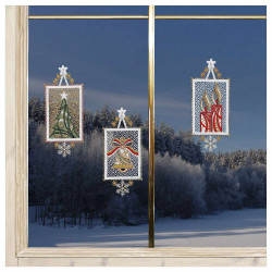 Winter-Fensterbilder 3er Set Weihnachtsambiente Plauener Spitze am Fenster