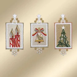 Winter-Fensterbilder 3er Set Weihnachtsambiente Plauener Spitze