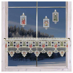 Winter-Fensterbilder 3er Set Weihnachtsambiente Plauener Spitze mit Gardine