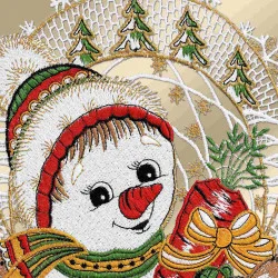 Fensterdeko lustiger Schneemann mit Hase Detailansicht