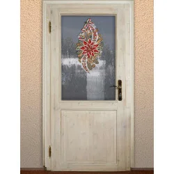 Türbehang Weihnachtsstern mit Glöckchen Plauener Stickerei