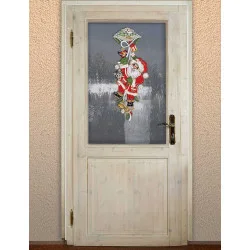 Türbehang Weihnachtsmann mit Katze Plauener Stickerei