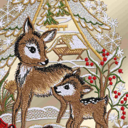 Fensterdeko Rehe mit Vögelchen Detailansicht