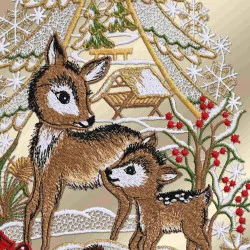 Fensterdeko Rehe mit Vögelchen Detailansicht