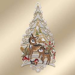 Fensterhänger Rehlein mit Rotkehlchen Musterbild