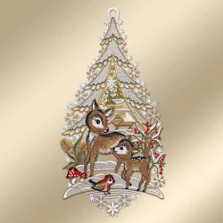 Fensterhänger Rehlein mit Rotkehlchen Musterbild