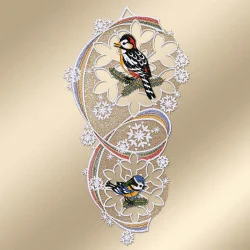 Fensterdeko Schneeflocken mit Specht und Blaumeise Musteransicht