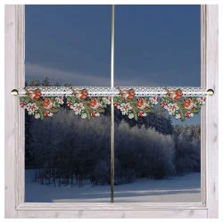 Feengardine Scheibenhänger Rotkehlchen Plauener Spitze an einem Fenster