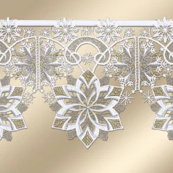 Scheibengardine Schneeflöckchen-Weißröckchen Detailansicht