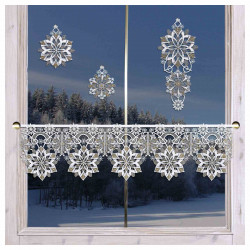Fensterbilder Schneeflöckchen kombiniert mit Stangendeko am Fenster