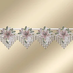 Gestickter Scheibenhänger Leila mit Lilie Stangendeko in rosé