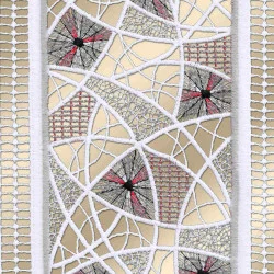 Kurzgardine Adina mit weißer und roter Stickerei Detailbild