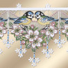 Scheibengardine Vogelgezwitscher aus Plauener Stickerei Detailansicht