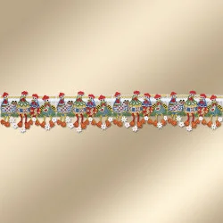 Gestickter Mini-Scheibenhänger lustige Hühnerbande Spitzenkante