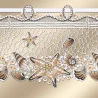 Scheibengardine Seesterne und Muscheln Plauener Stickerei Detailbild