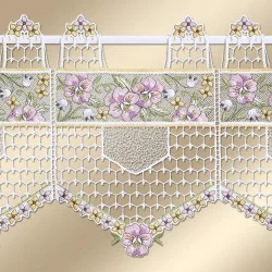 Scheibengardine Valessa Stiefmütterchen aus Plauener Stickerei Detailbild