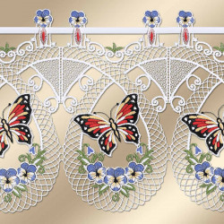 Scheibengardine Schmetterling Sabina kurz Plauener Stickerei Detailbild