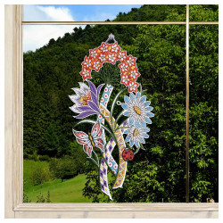 Fensterbild Blumengruß am Fenster