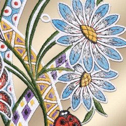 Fensterhänger Blumengruß Detailbild Plauener Stickerei