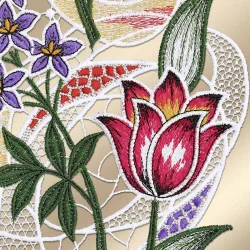 Fensterhänger Frühlingsfreude Detailbild Plauener Stickerei