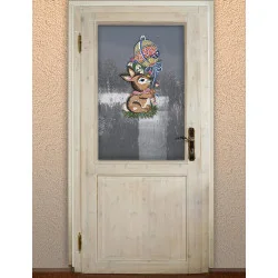 Fensterbild Hase mit Osterballon als Anhänger für Türen